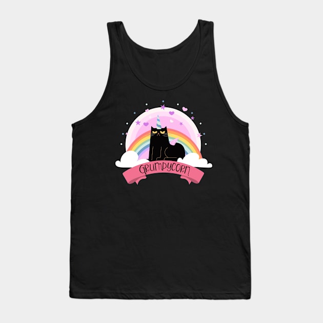 Grumpycorn Grumpy Unicorn Cat Tank Top by Bingsi